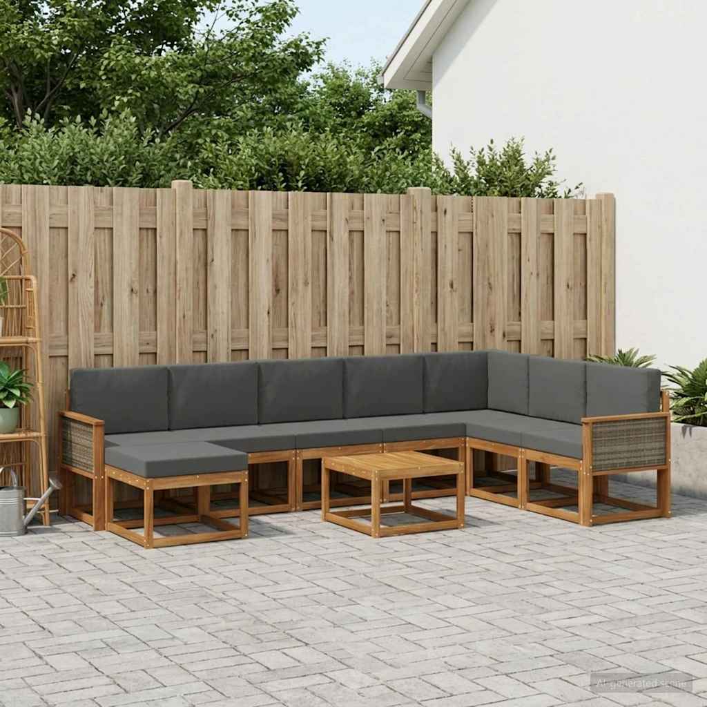 Outdoor-Sofagarnitur 9 stk. Natur und Anthrazit