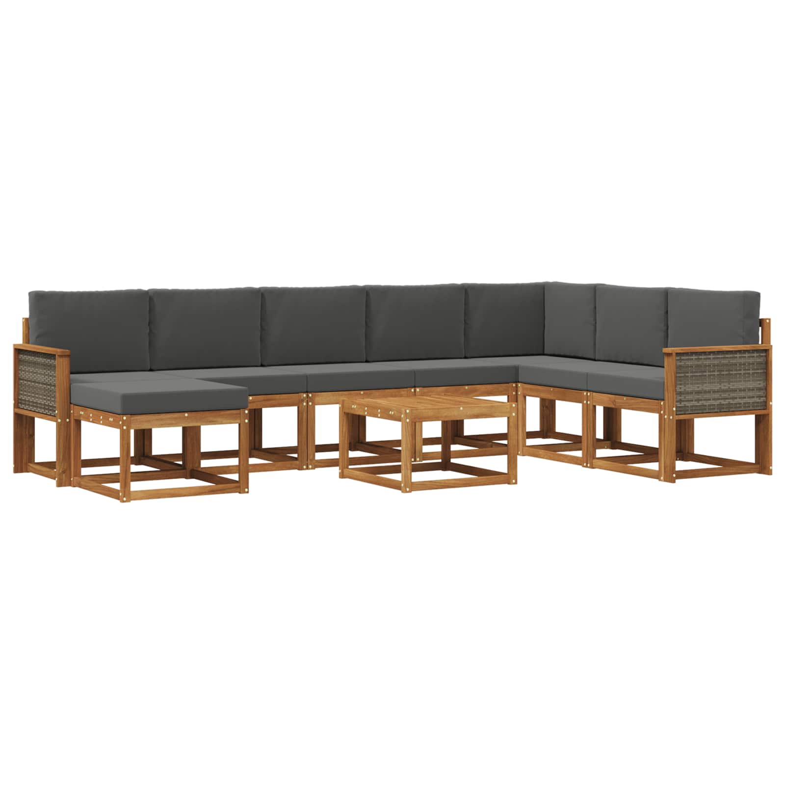 Outdoor-Sofagarnitur 9 stk. Natur und Anthrazit