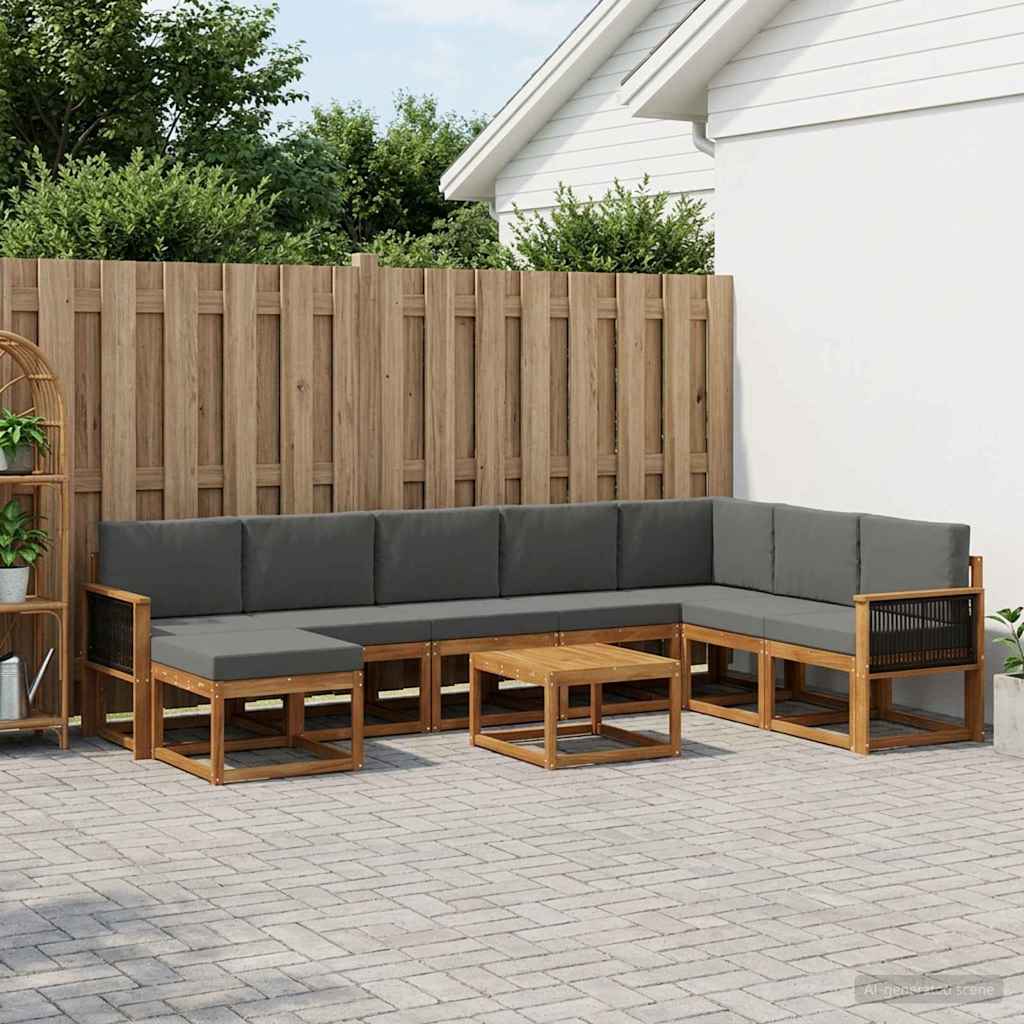Outdoor-Sofagarnitur 9 stk. Natur und Anthrazit
