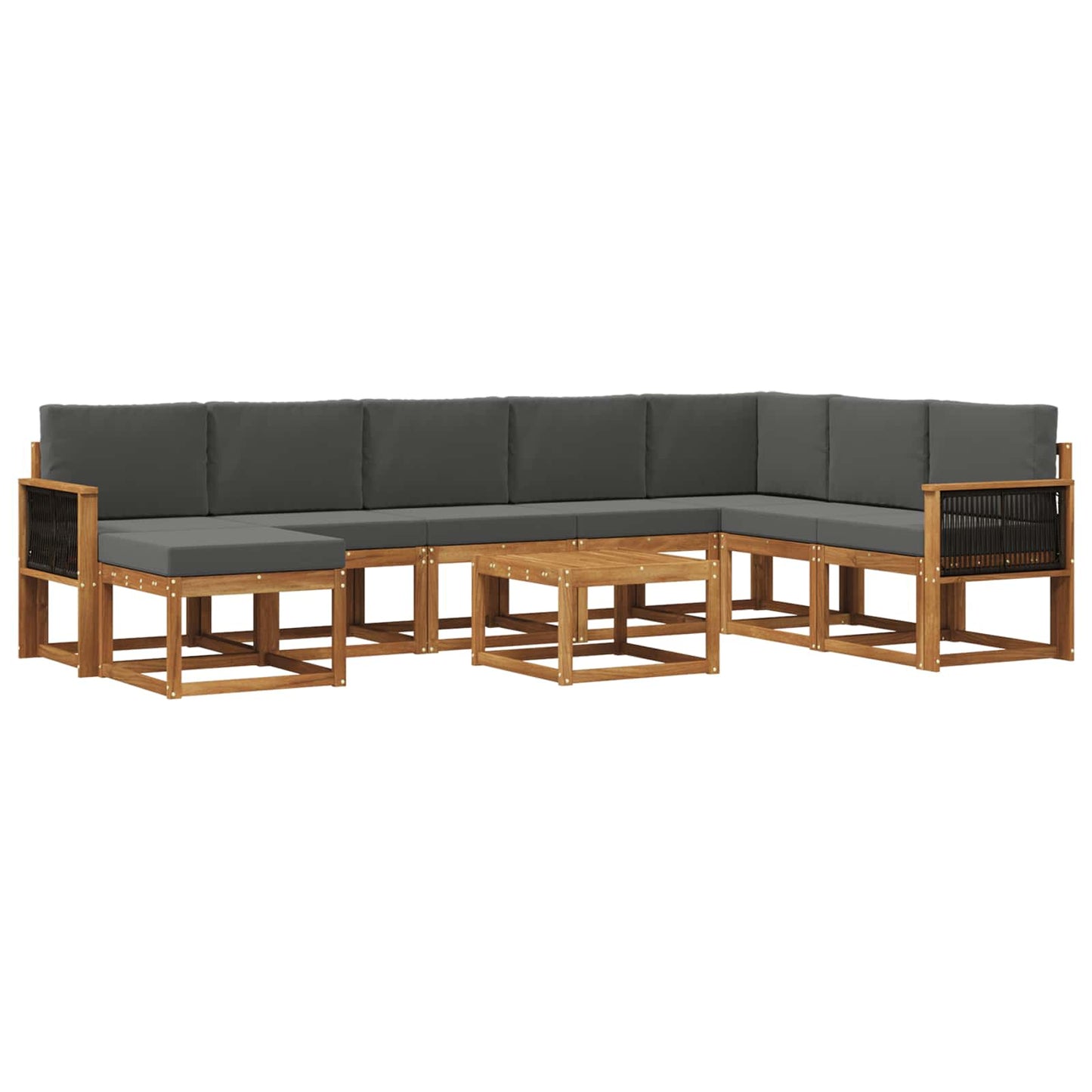 Outdoor-Sofagarnitur 9 stk. Natur und Anthrazit