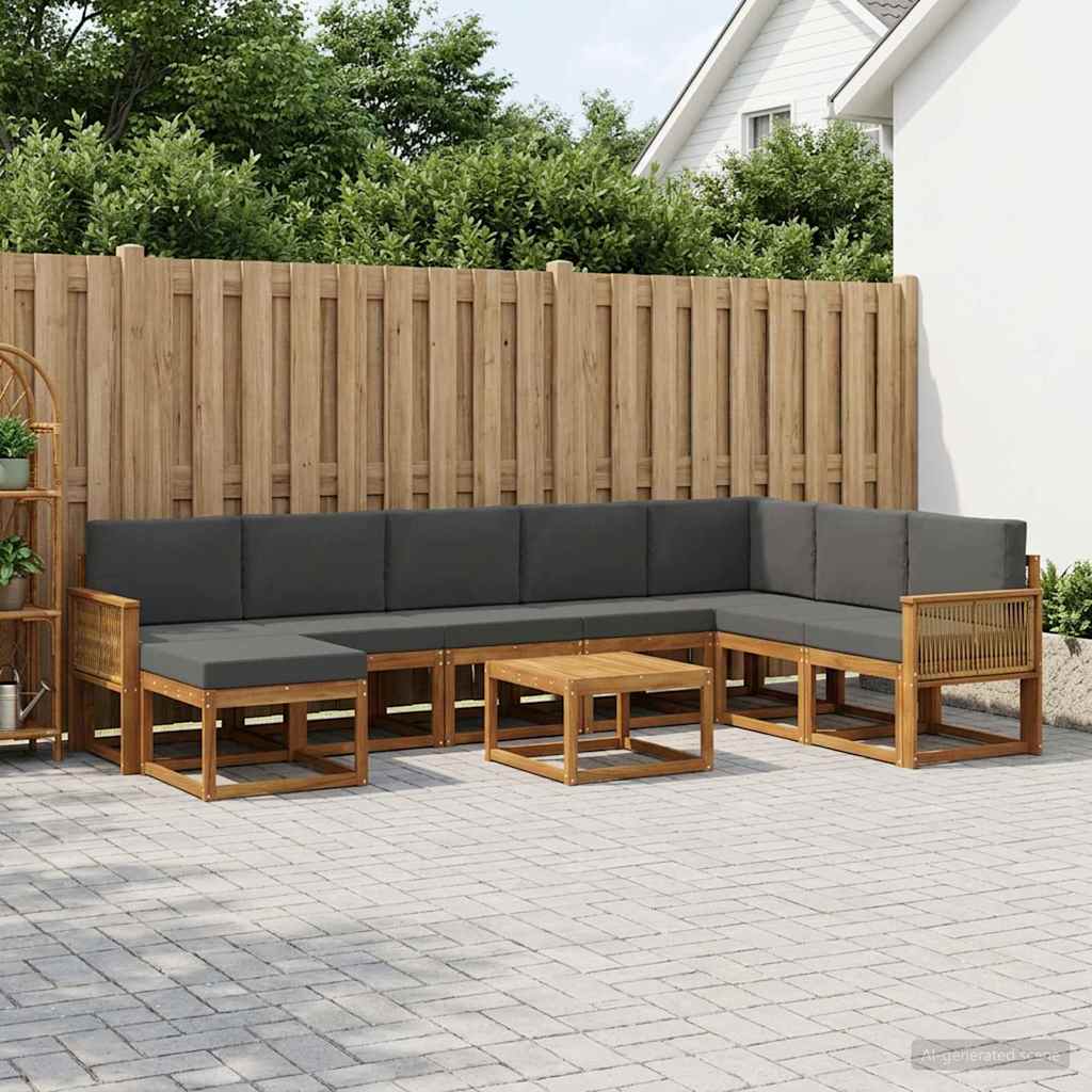 Outdoor-Sofagarnitur 9 stk. Natur und Anthrazit