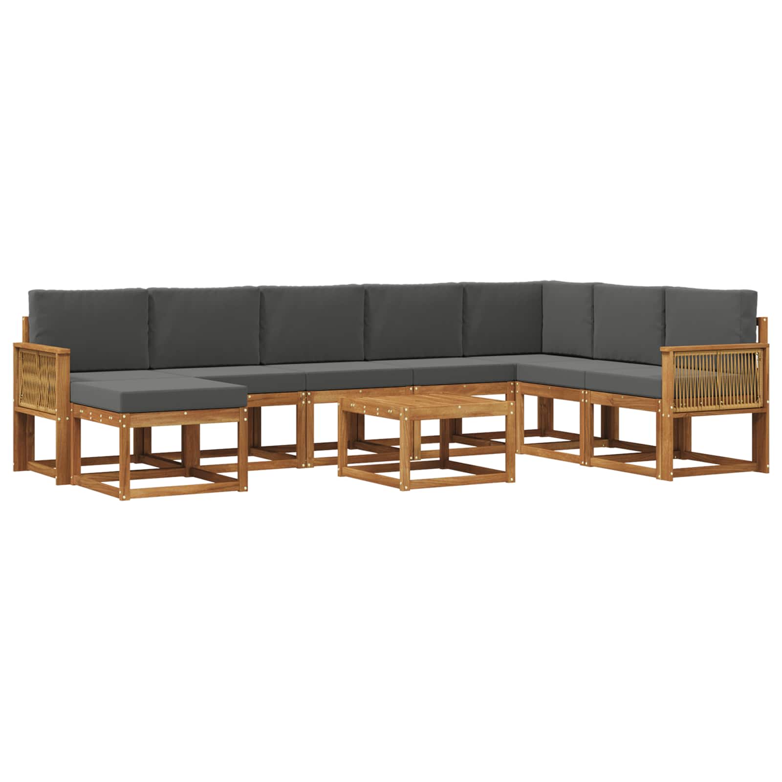Outdoor-Sofagarnitur 9 stk. Natur und Anthrazit