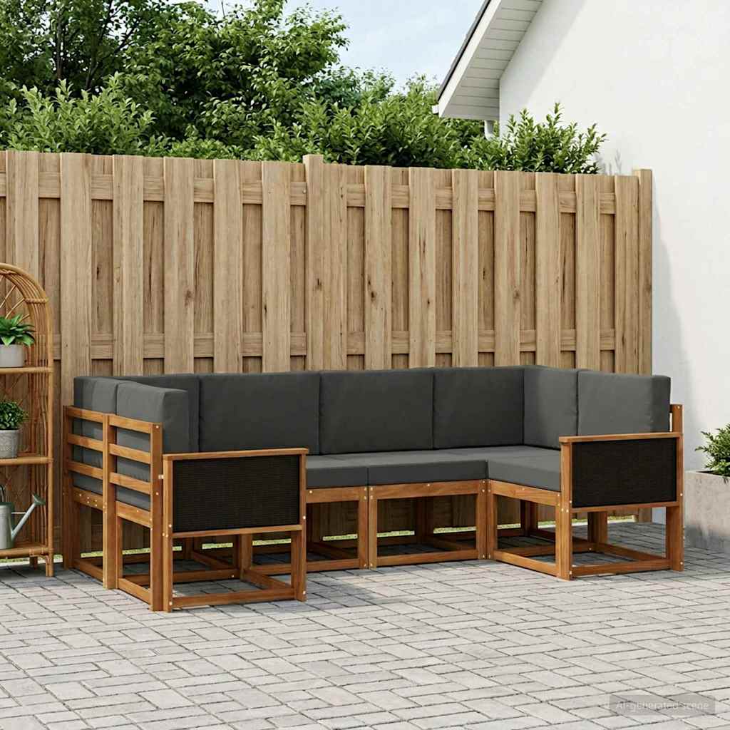Outdoor-Sofagarnitur 6 stk. Natur und Anthrazit