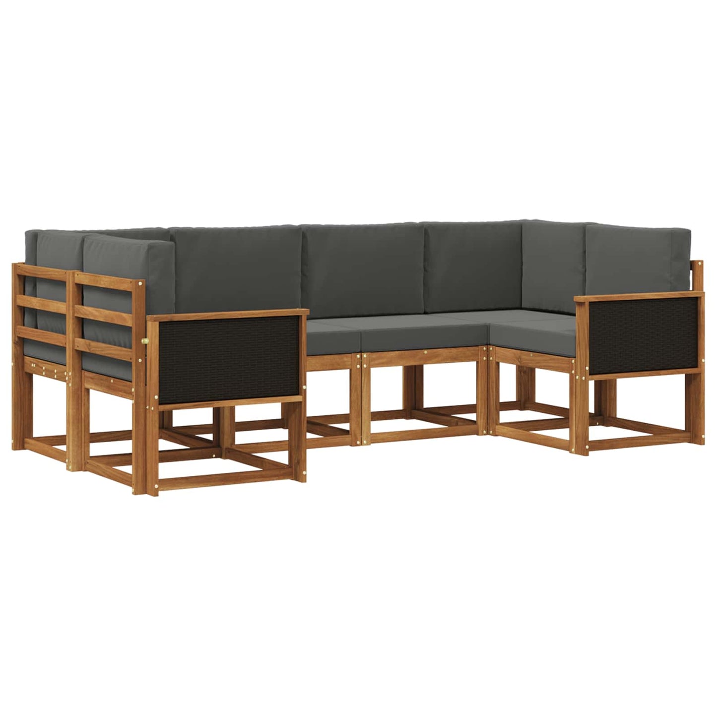 Outdoor-Sofagarnitur mit Kissen 6 pcs Natur und Anthrazit