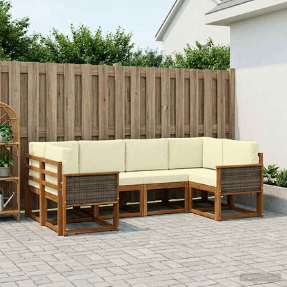 Outdoor-Sofagarnitur 6 stk. Natur und Creme Massivholz Akazie