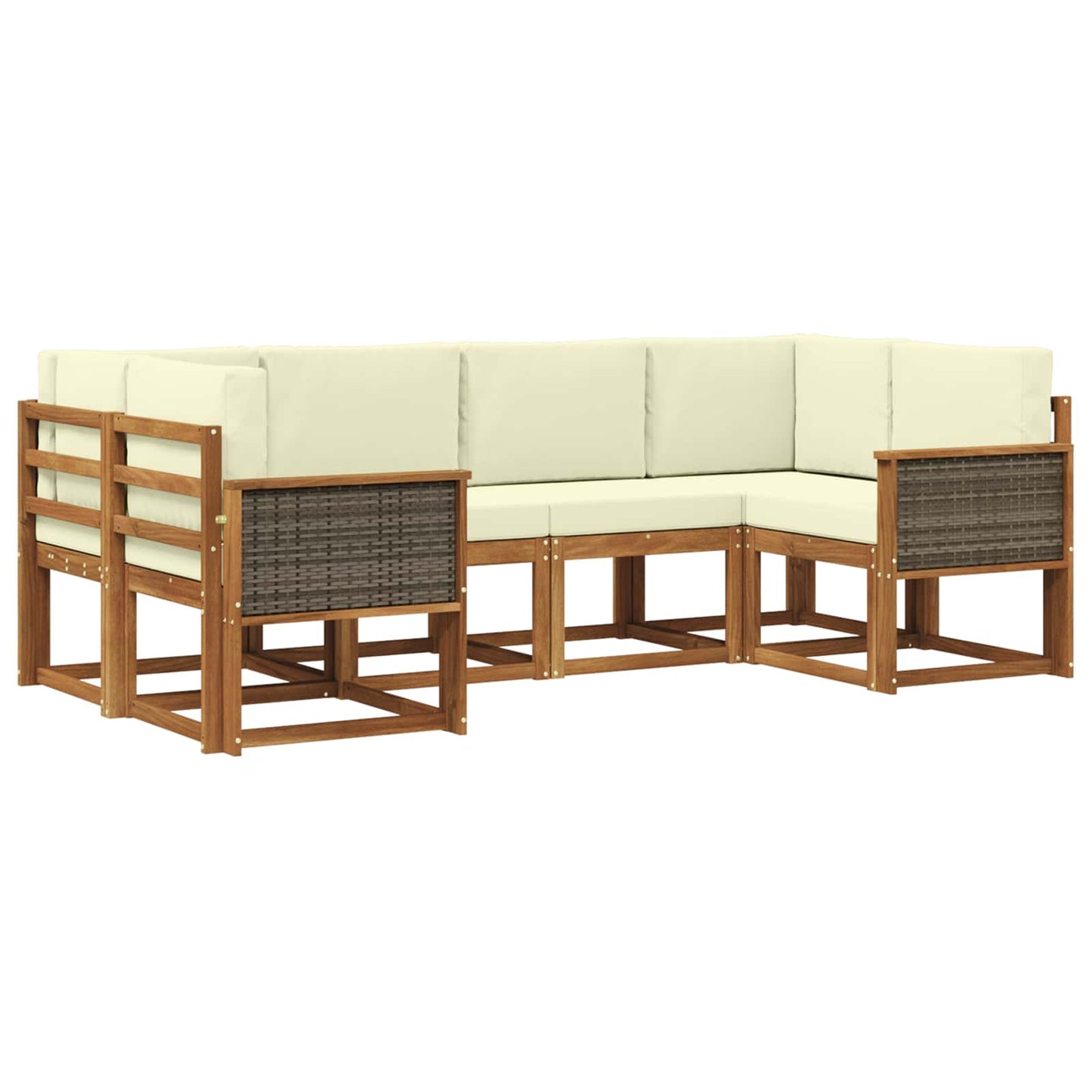 Outdoor-Sofagarnitur 6 pcs Natur und Creme Massivholz Akazie