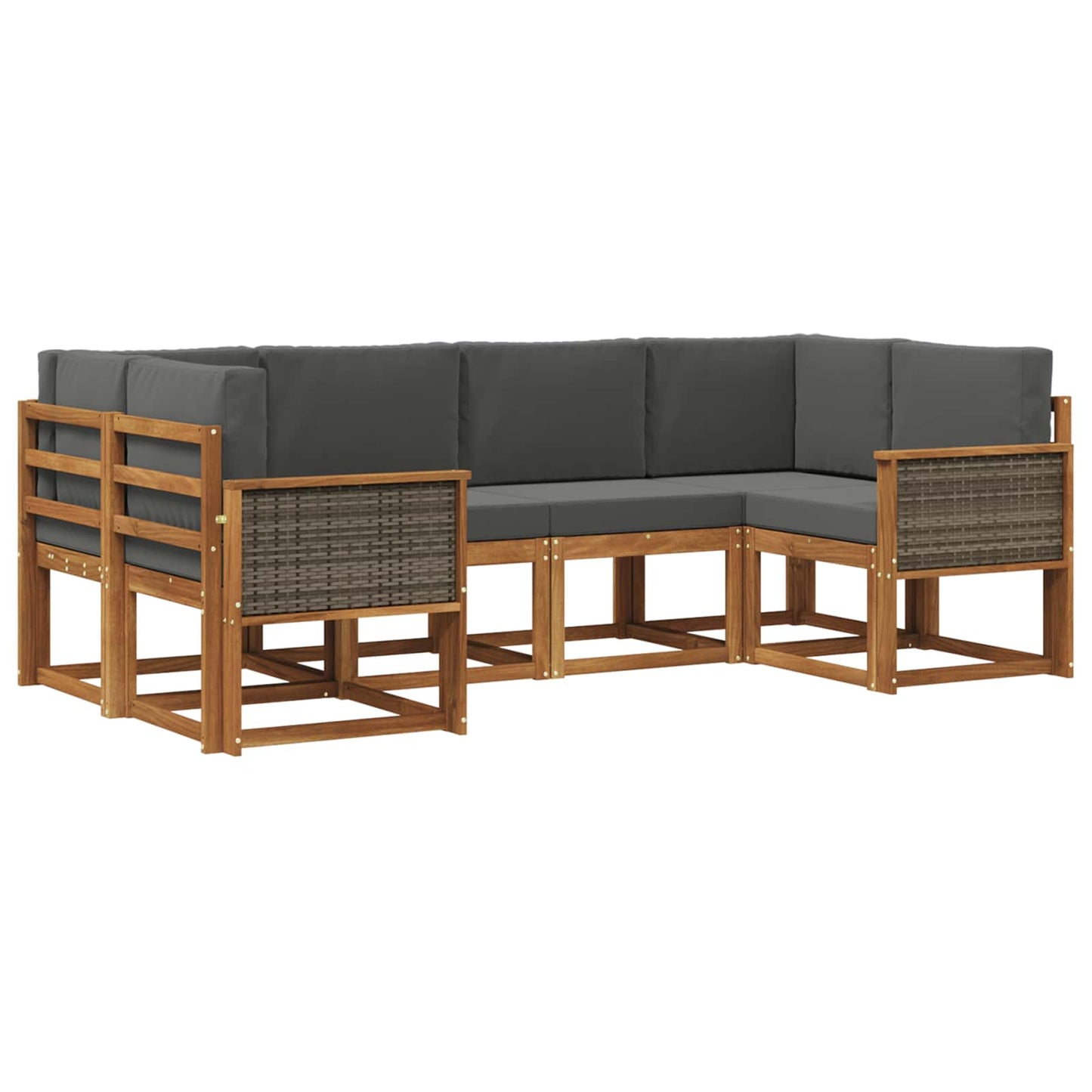 Outdoor-Sofagarnitur mit Kissen 6 pcs Natur und Anthrazit