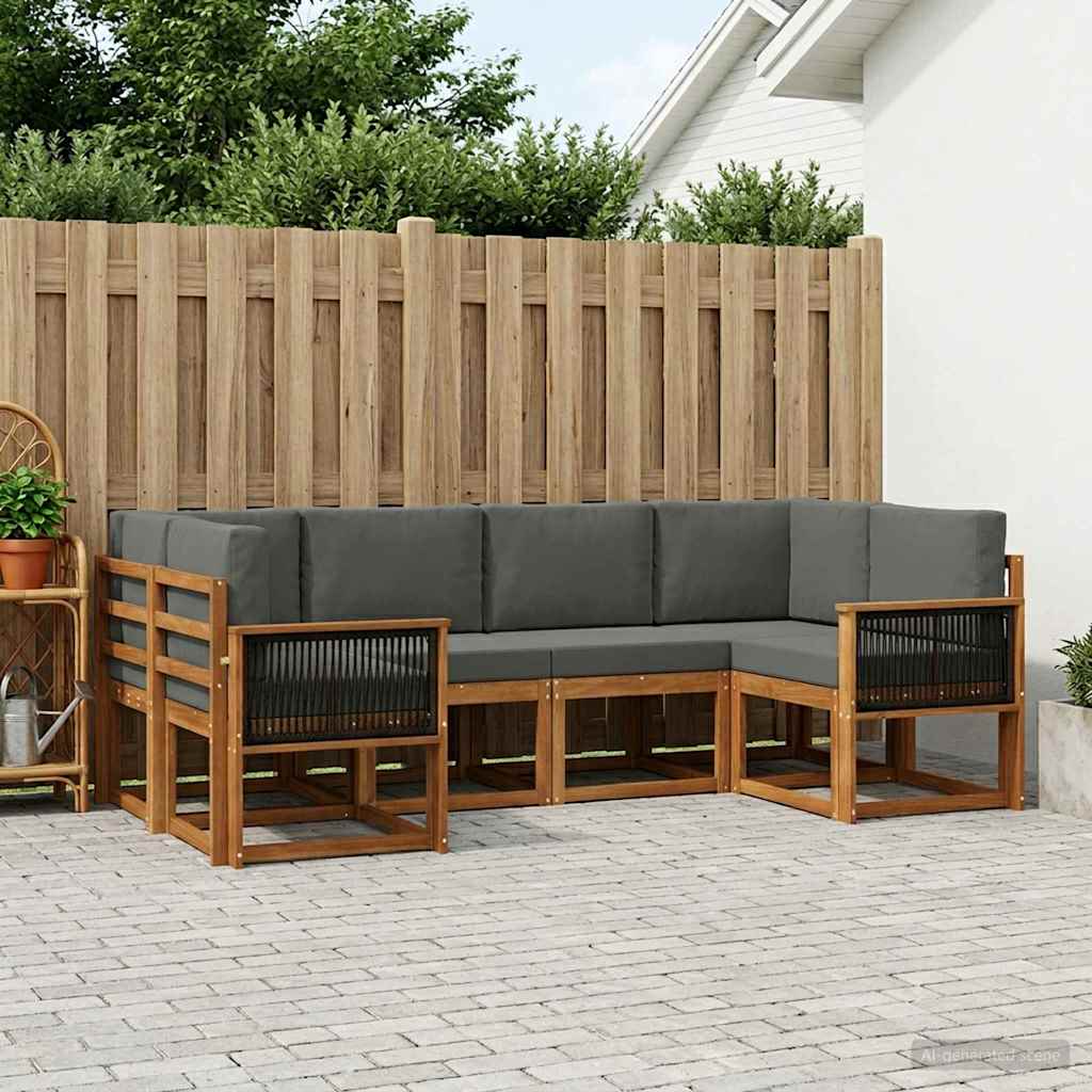Outdoor-Sofagarnitur mit Kissen 6 pcs Natur und Anthrazit
