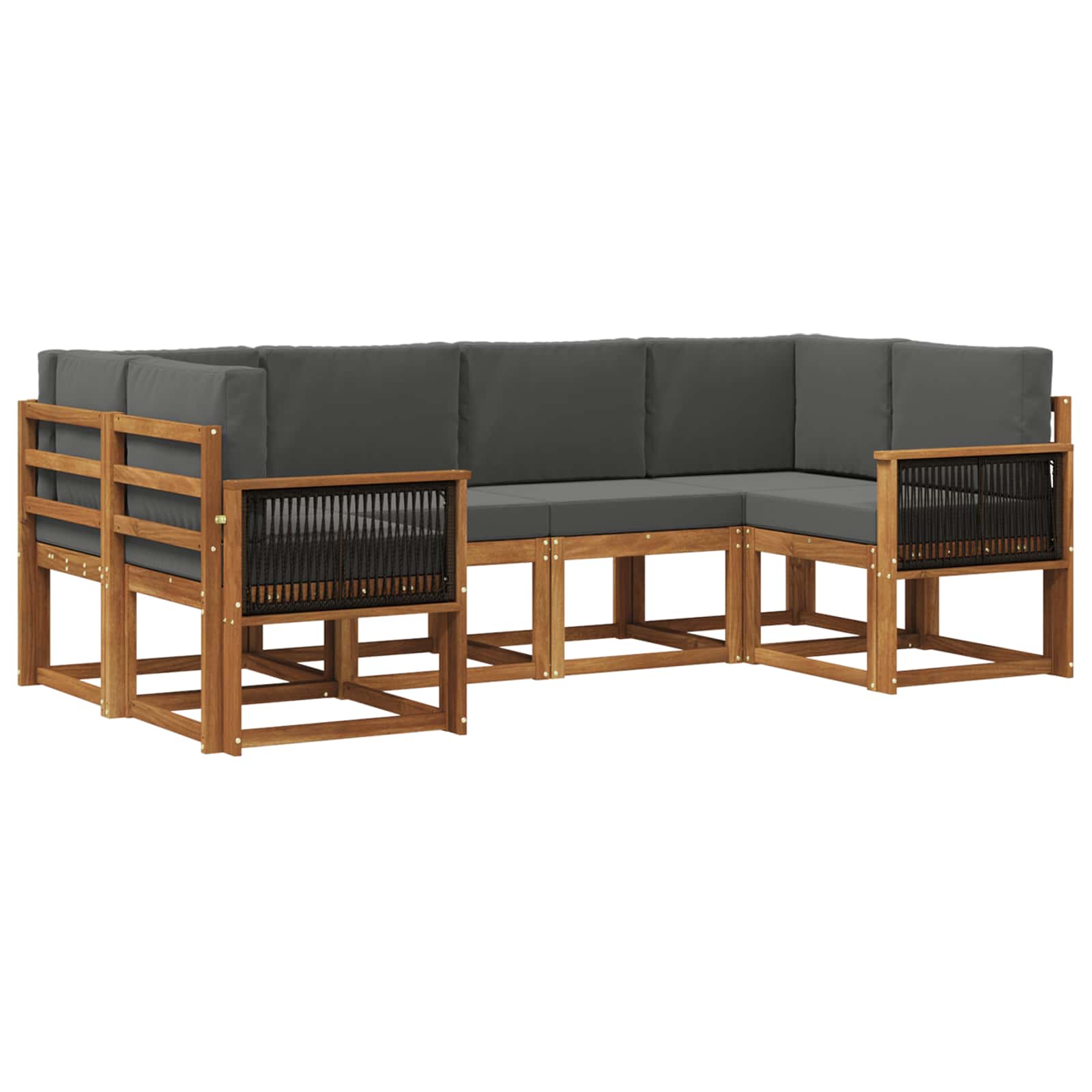 Outdoor-Sofagarnitur mit Kissen 6 pcs Natur und Anthrazit