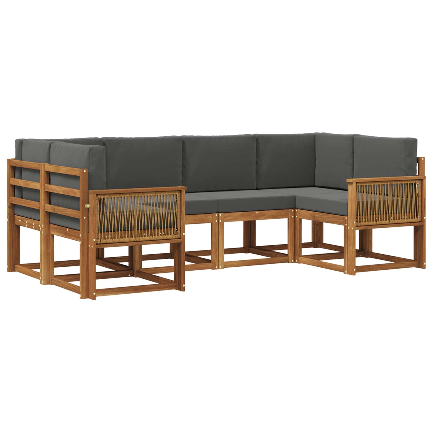 Outdoor-Sofagarnitur mit Kissen 6 pcs Natur und Anthrazit