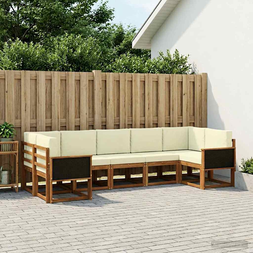 Outdoor-Sofagarnitur 7 stk. Natur und Creme