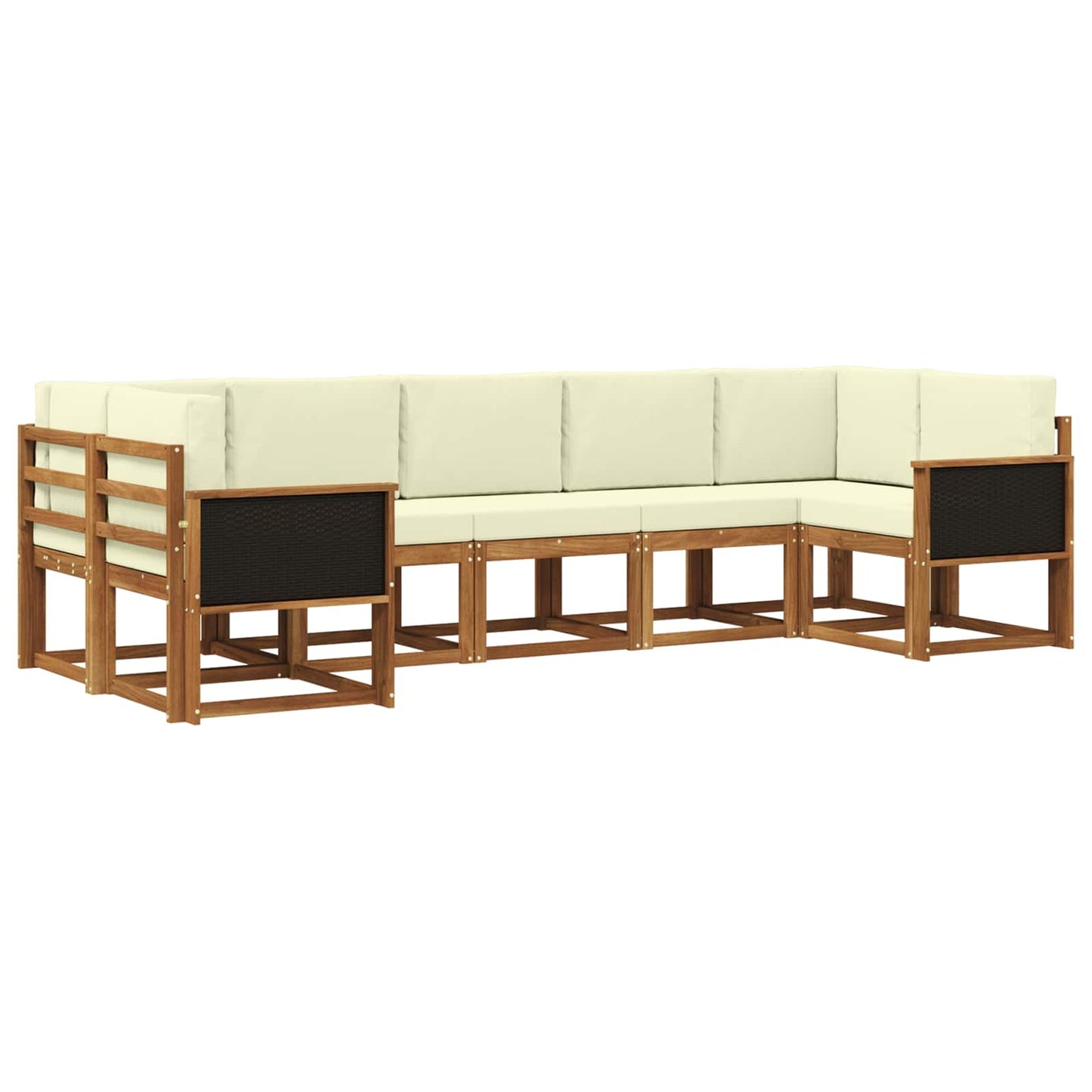 Outdoor-Sofagarnitur 7 pcs Natur und Creme Massivholz Akazie