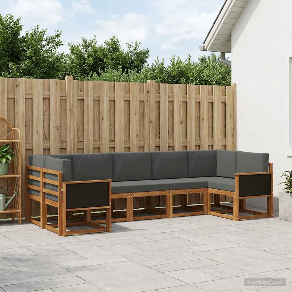 Outdoor-Sofagarnitur 7 stk. Natur und Anthrazit