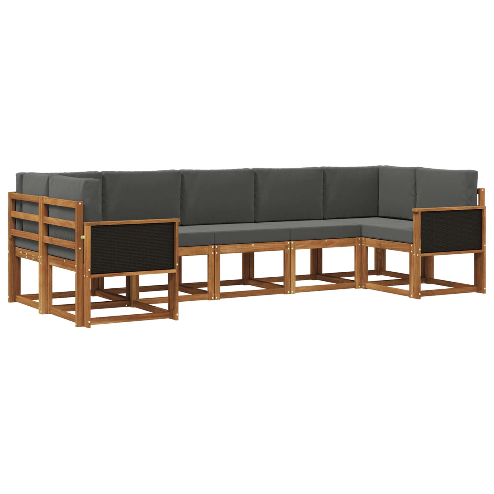 Outdoor-Sofagarnitur mit Kissen 7 pcs Natur und Anthrazit