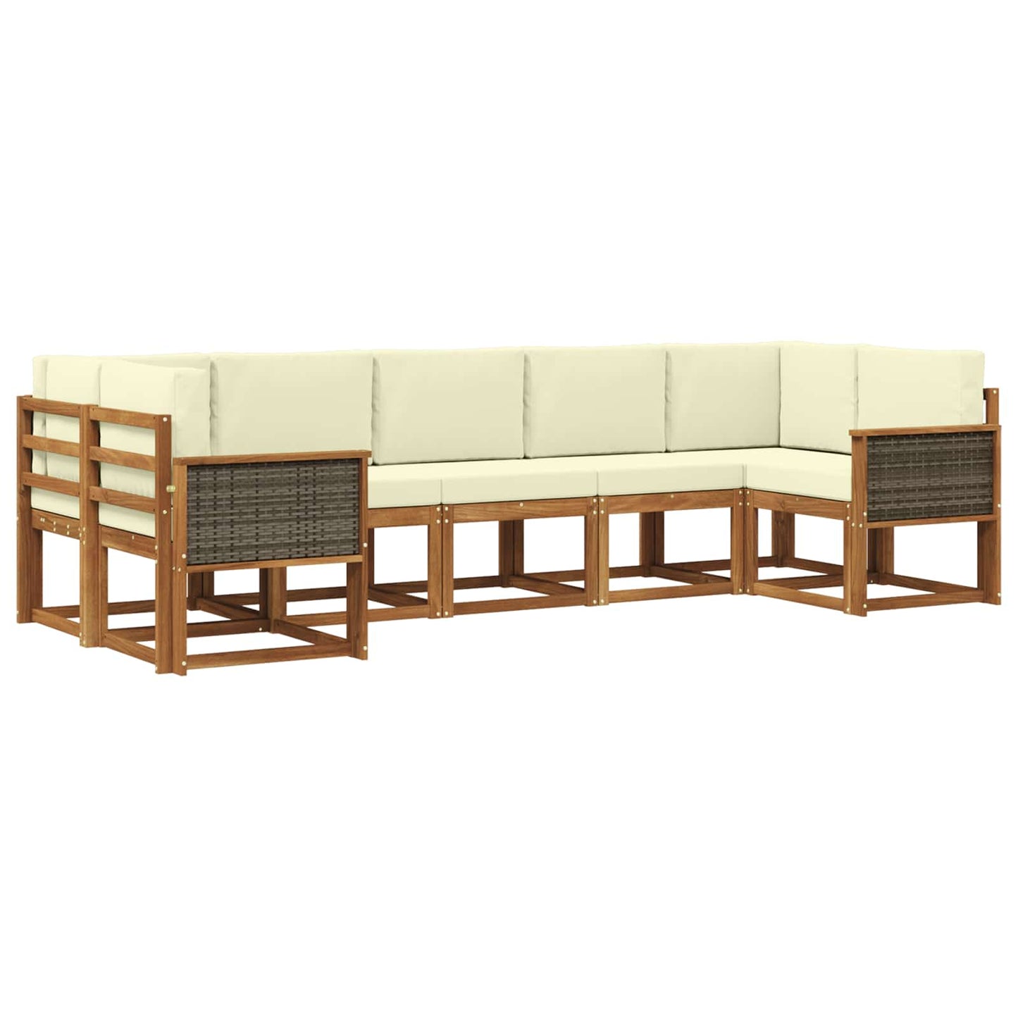 Outdoor-Sofagarnitur 7 stk. Natur und Creme