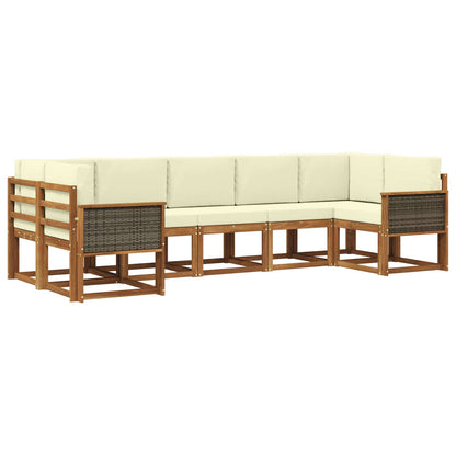 Outdoor-Sofagarnitur 7 stk. Natur und Creme