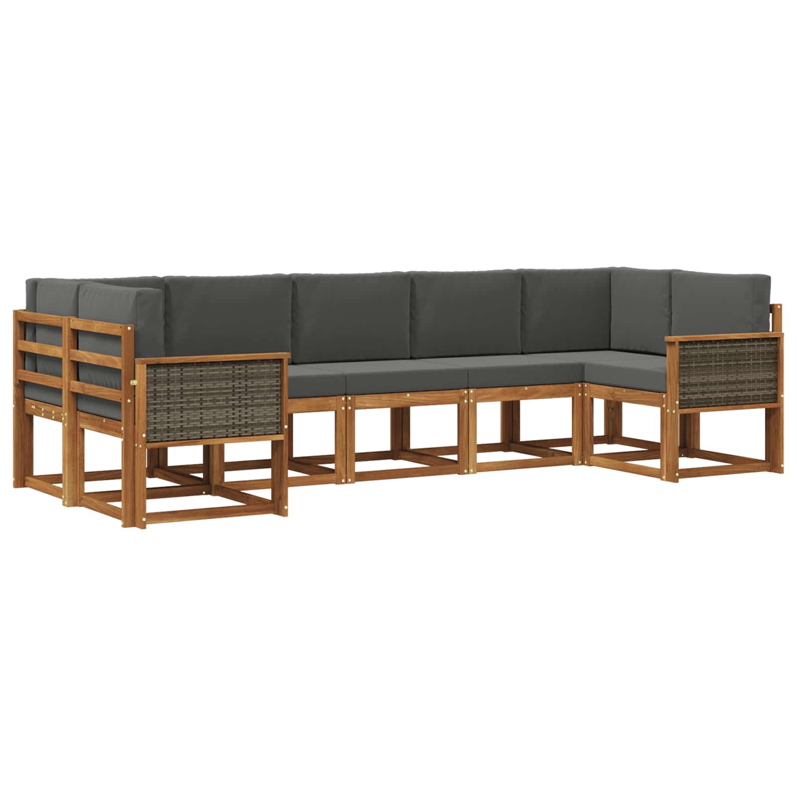 Outdoor-Sofagarnitur mit Kissen 7 pcs Natur und Anthrazit