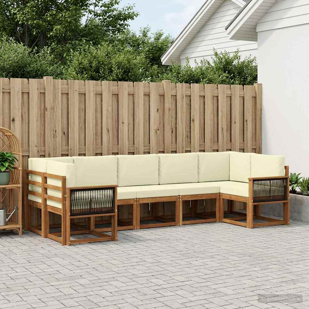 Outdoor-Sofagarnitur 7 pcs Natur und Creme Massivholz Akazie