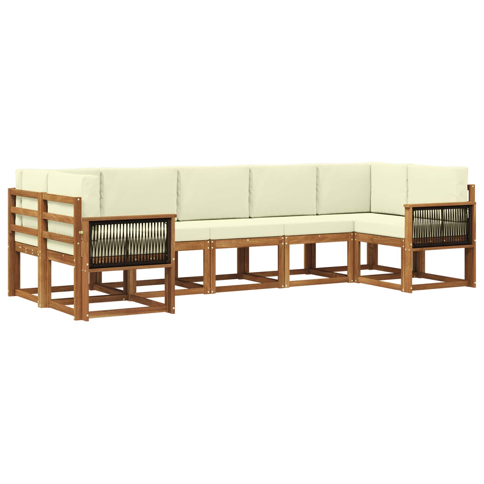 Outdoor-Sofagarnitur 7 pcs Natur und Creme Massivholz Akazie
