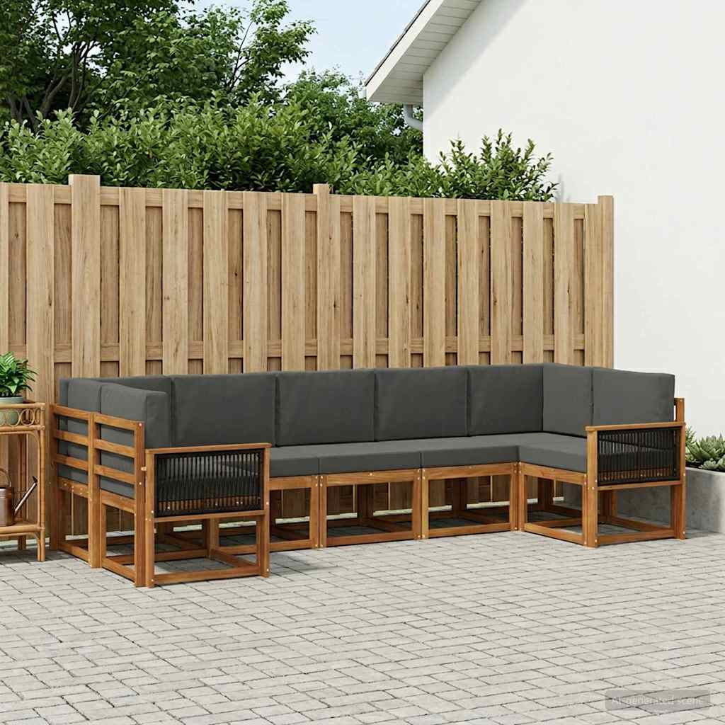 Outdoor-Sofagarnitur mit Kissen 7 pcs Natur und Anthrazit