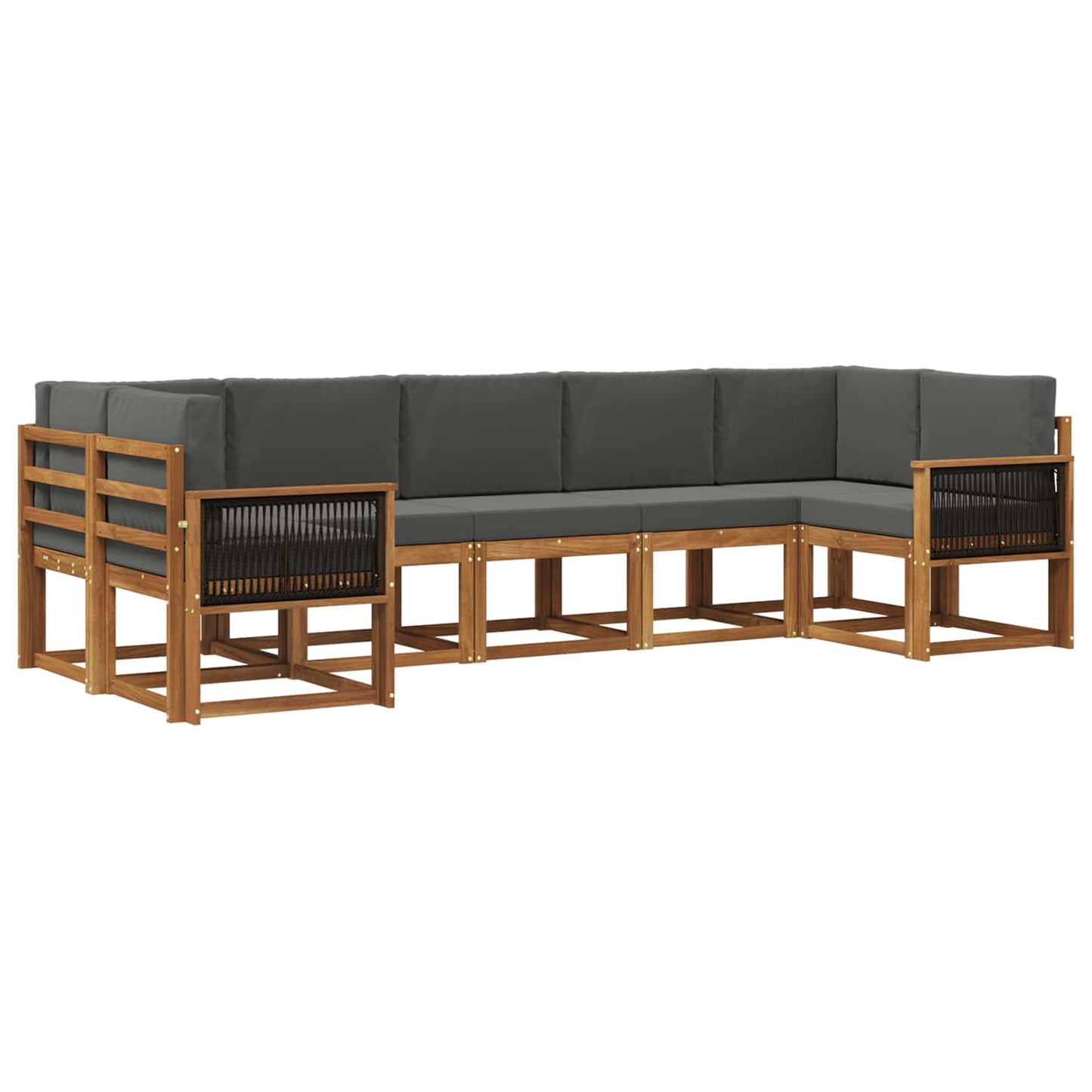 Outdoor-Sofagarnitur mit Kissen 7 pcs Natur und Anthrazit