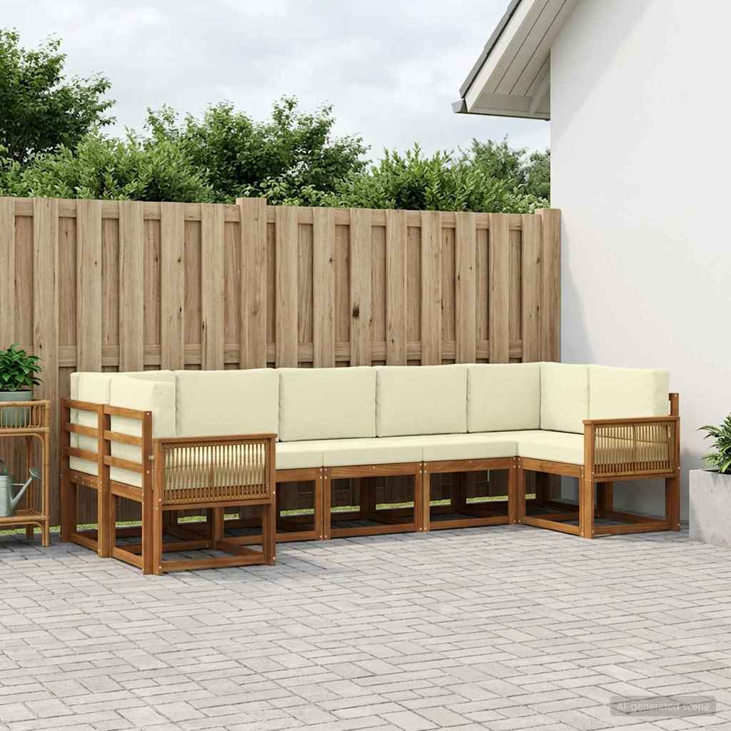Outdoor-Sofagarnitur 7 pcs Natur und Creme Massivholz Akazie