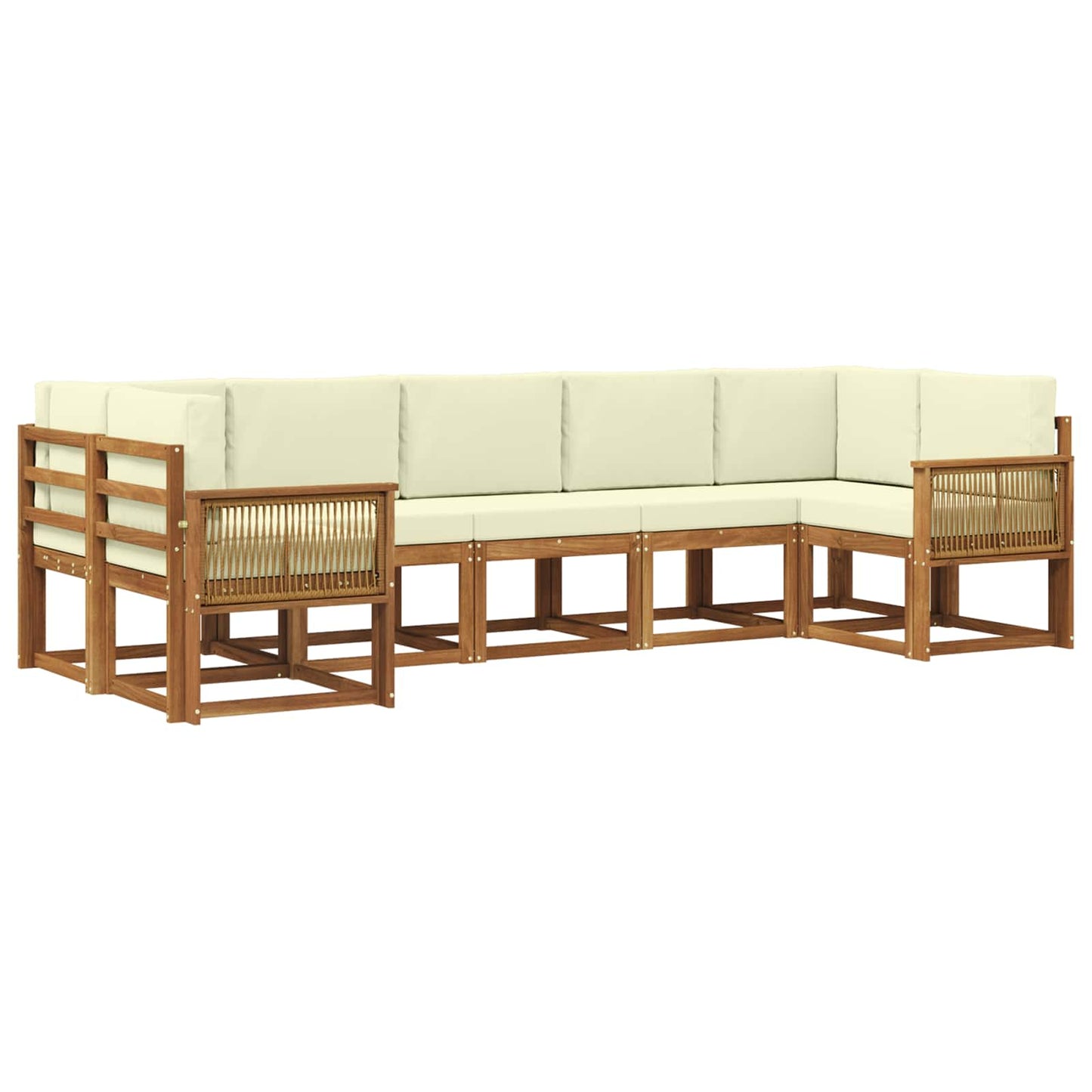 Outdoor-Sofagarnitur 7 pcs Natur und Creme Massivholz Akazie