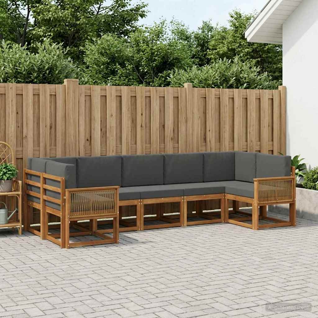 Outdoor-Sofagarnitur mit Kissen 7 pcs Natur und Anthrazit