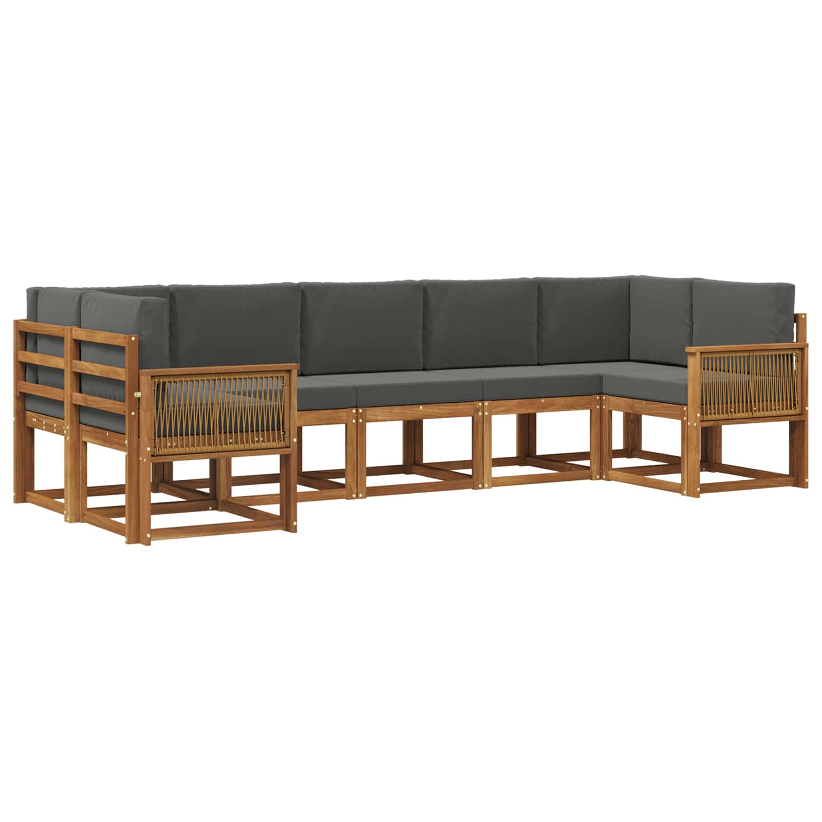 Outdoor-Sofagarnitur mit Kissen 7 pcs Natur und Anthrazit