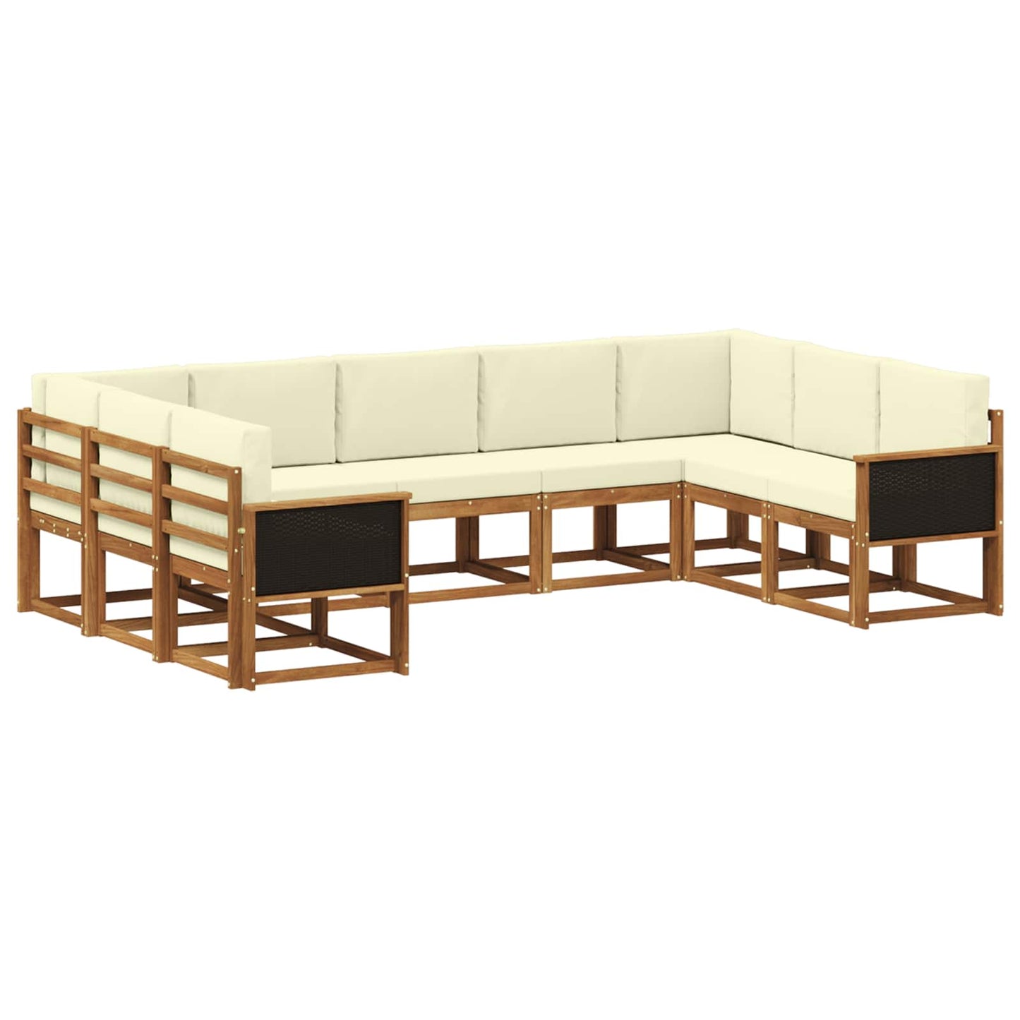 Outdoor-Sofagarnitur 9 pcs Natur und Creme Massivholz Akazie