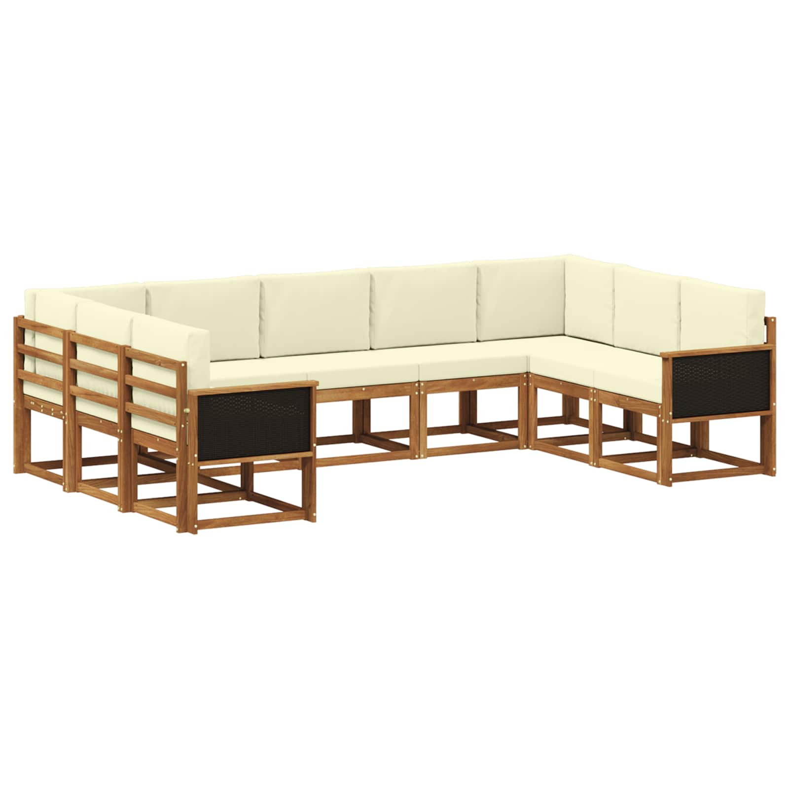 Outdoor-Sofagarnitur 9 pcs Natur und Creme Massivholz Akazie