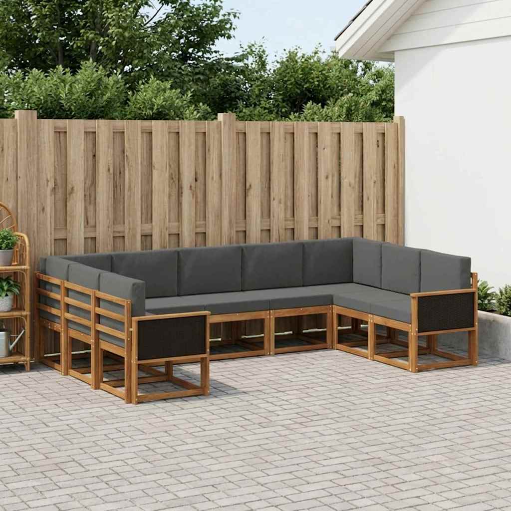 Outdoor-Sofagarnitur 9 stk. Natur und Anthrazit