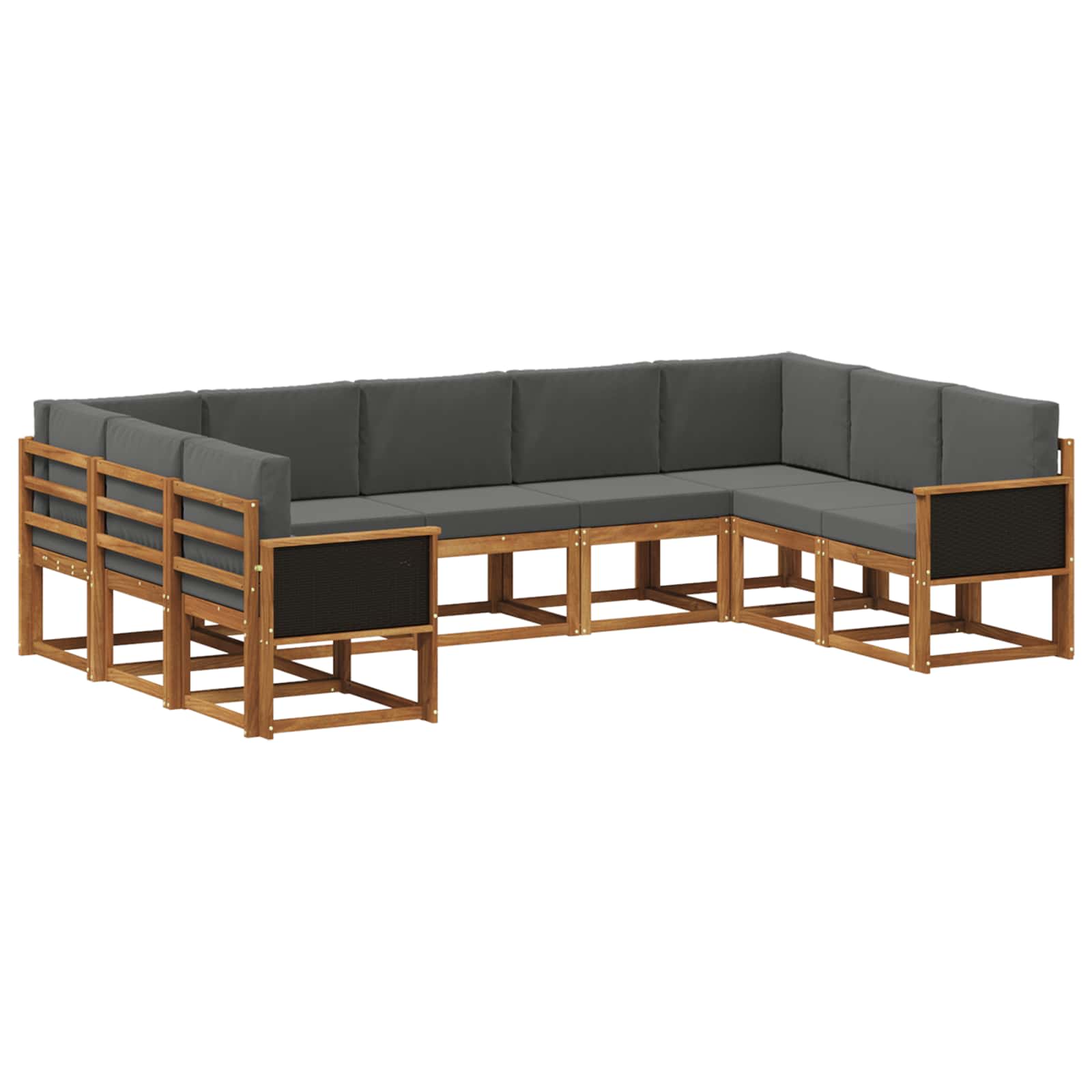 Outdoor-Sofagarnitur mit Kissen 9 pcs Natur und Anthrazit