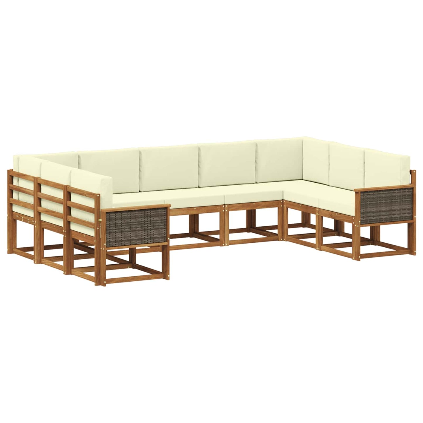 Outdoor-Sofagarnitur 9 pcs Natur und Creme Massivholz Akazie