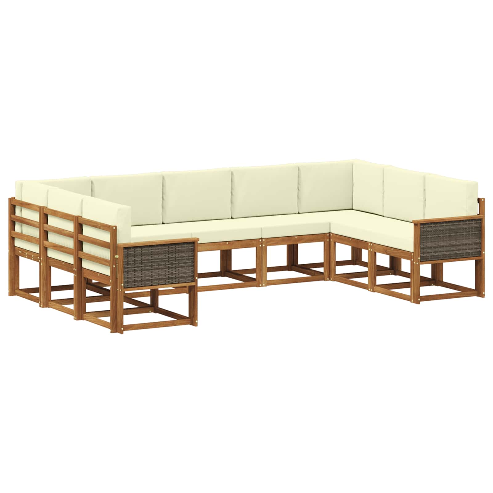 Outdoor-Sofagarnitur 9 pcs Natur und Creme Massivholz Akazie