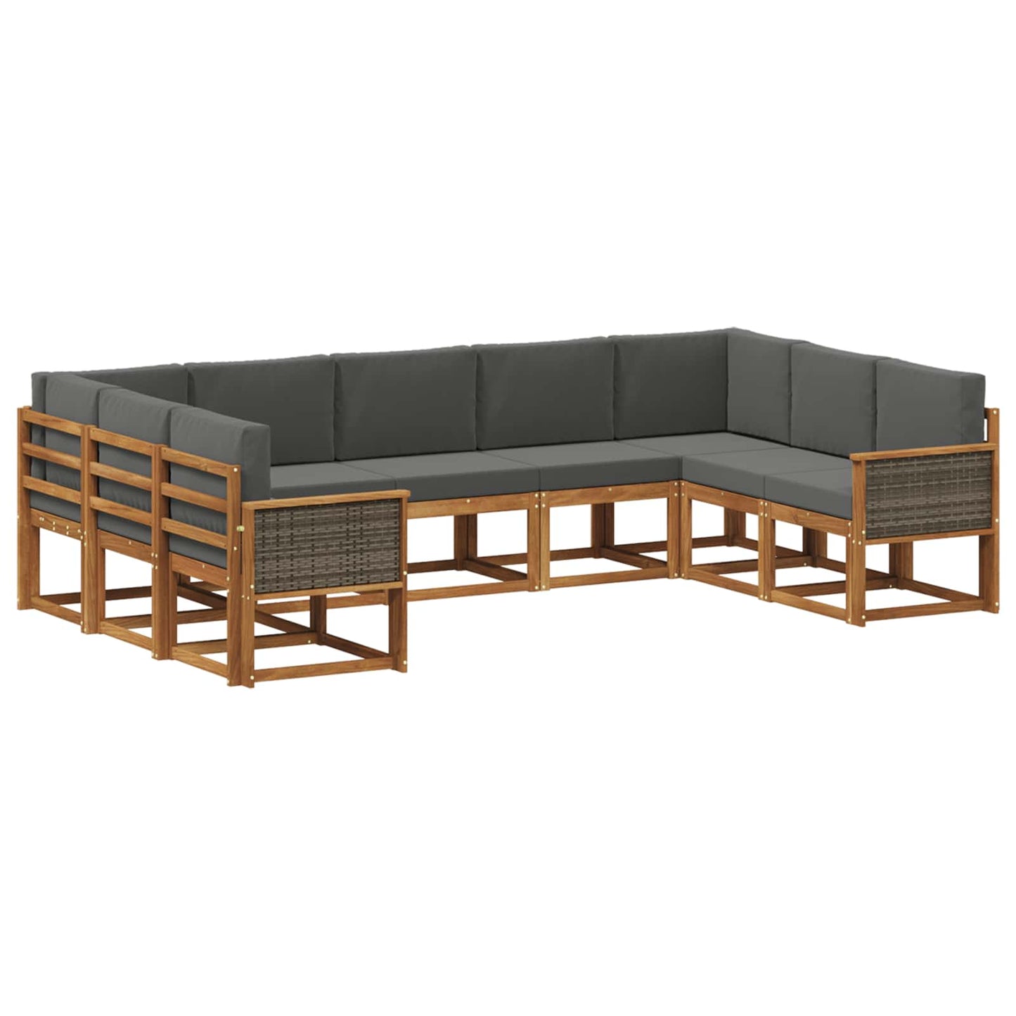 Outdoor-Sofagarnitur mit Kissen 9 pcs Natur und Anthrazit