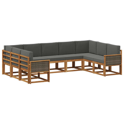 Outdoor-Sofagarnitur 9 stk. Natur und Anthrazit