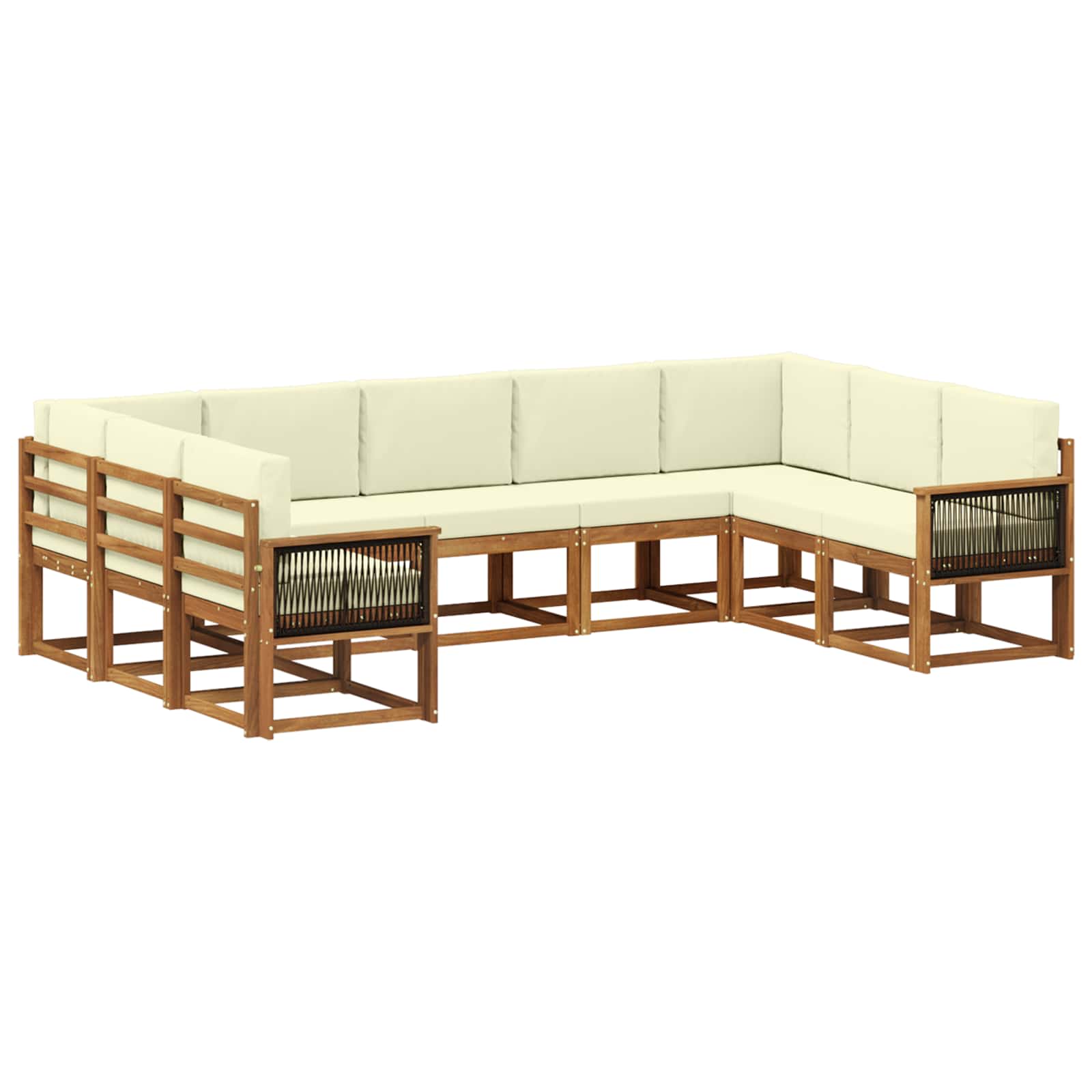 Outdoor-Sofagarnitur 9 pcs Natur und Creme Massivholz Akazie