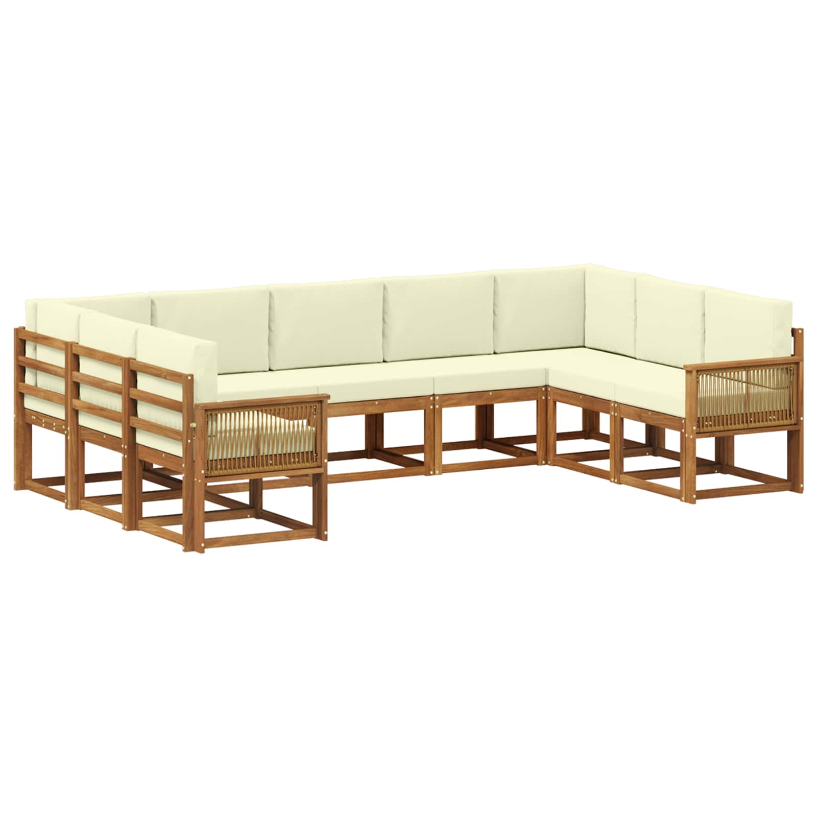 Outdoor-Sofagarnitur 9 pcs Natur und Creme Massivholz Akazie