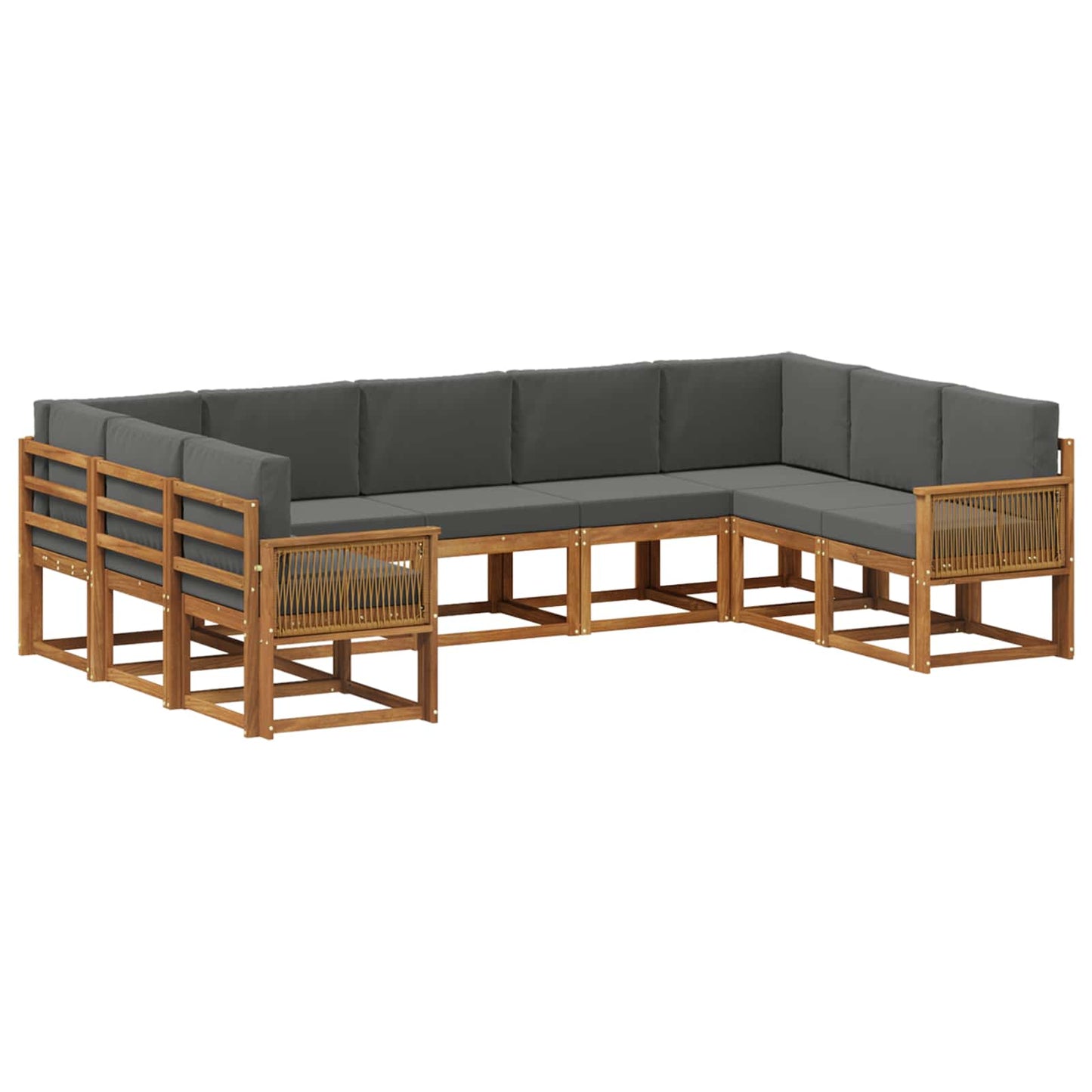 Outdoor-Sofagarnitur mit Kissen 9 pcs Natur und Anthrazit