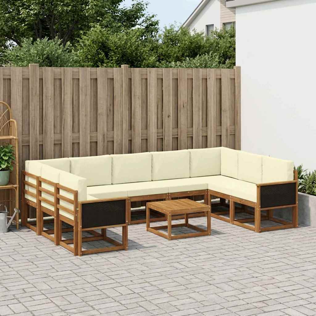 Outdoor-Sofagarnitur 10 pcs Natur und Creme Massivholz Akazie