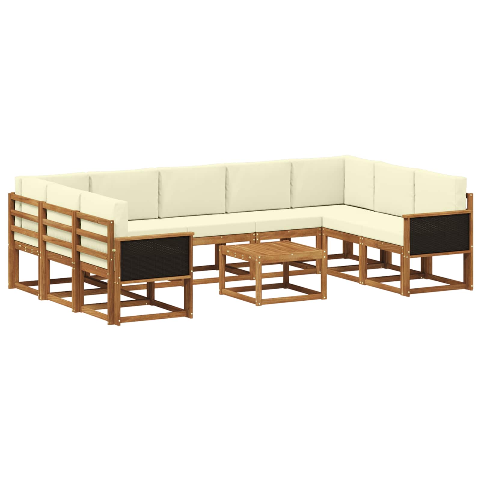 Outdoor-Sofagarnitur 10 pcs Natur und Creme Massivholz Akazie