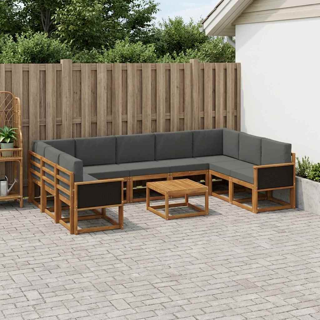 Outdoor-Sofagarnitur 10 stk. Natur und Anthrazit