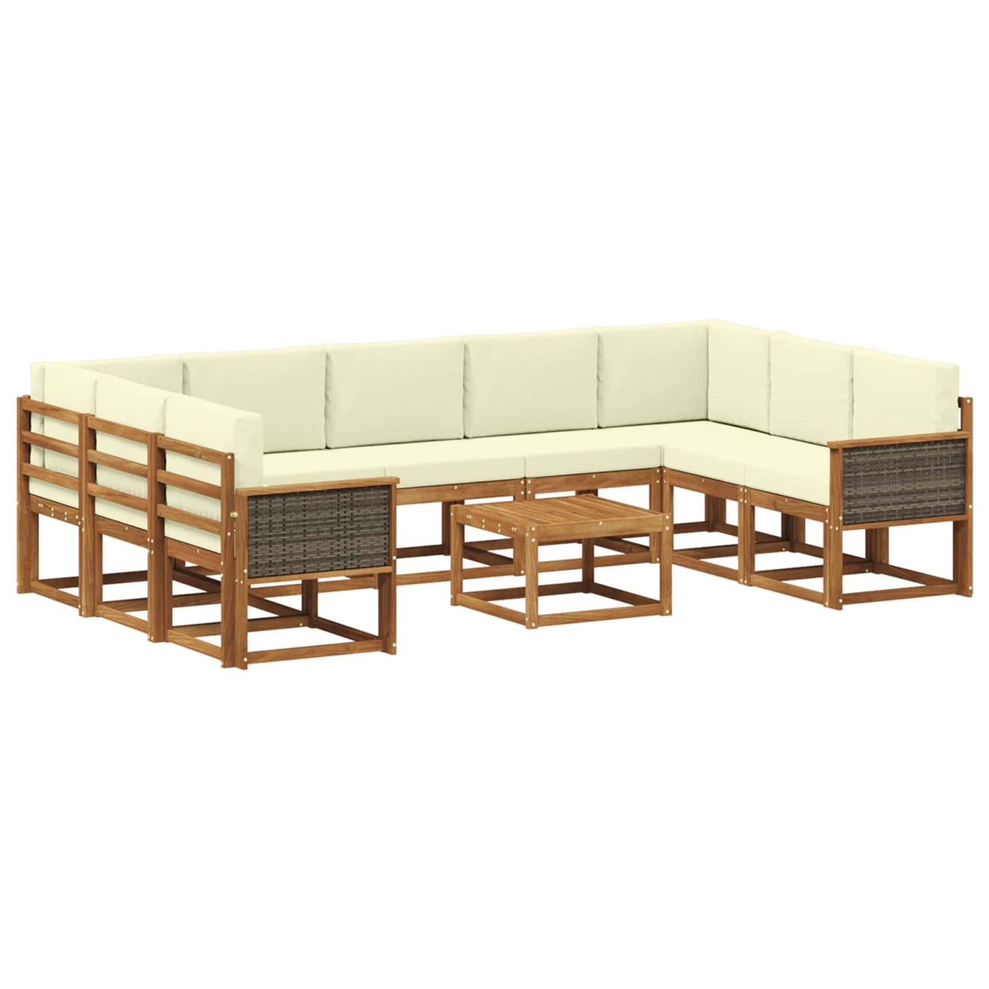 Outdoor-Sofagarnitur 10 pcs Natur und Creme Massivholz Akazie