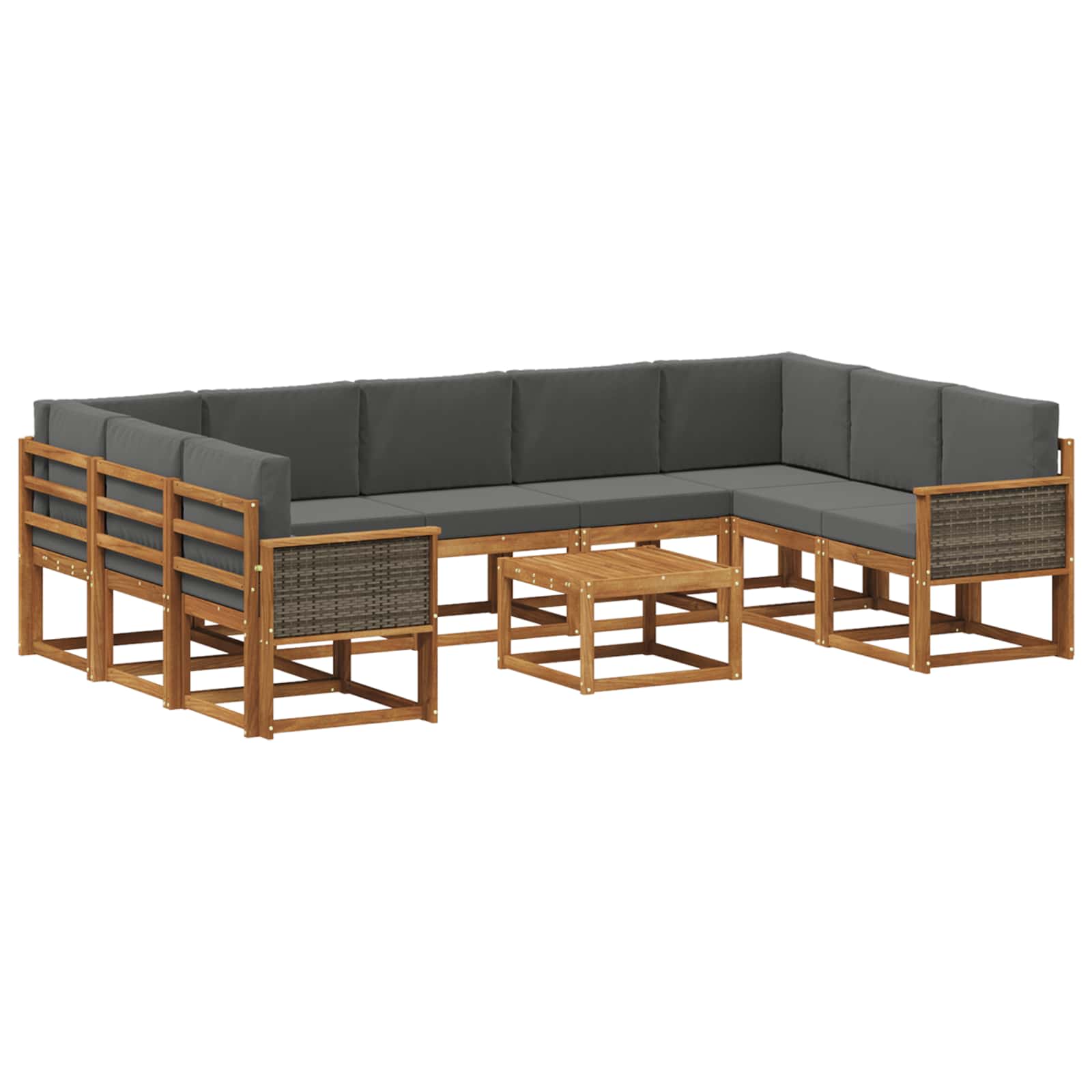 Outdoor-Sofagarnitur mit Kissen 10 pcs Natur und Anthrazit