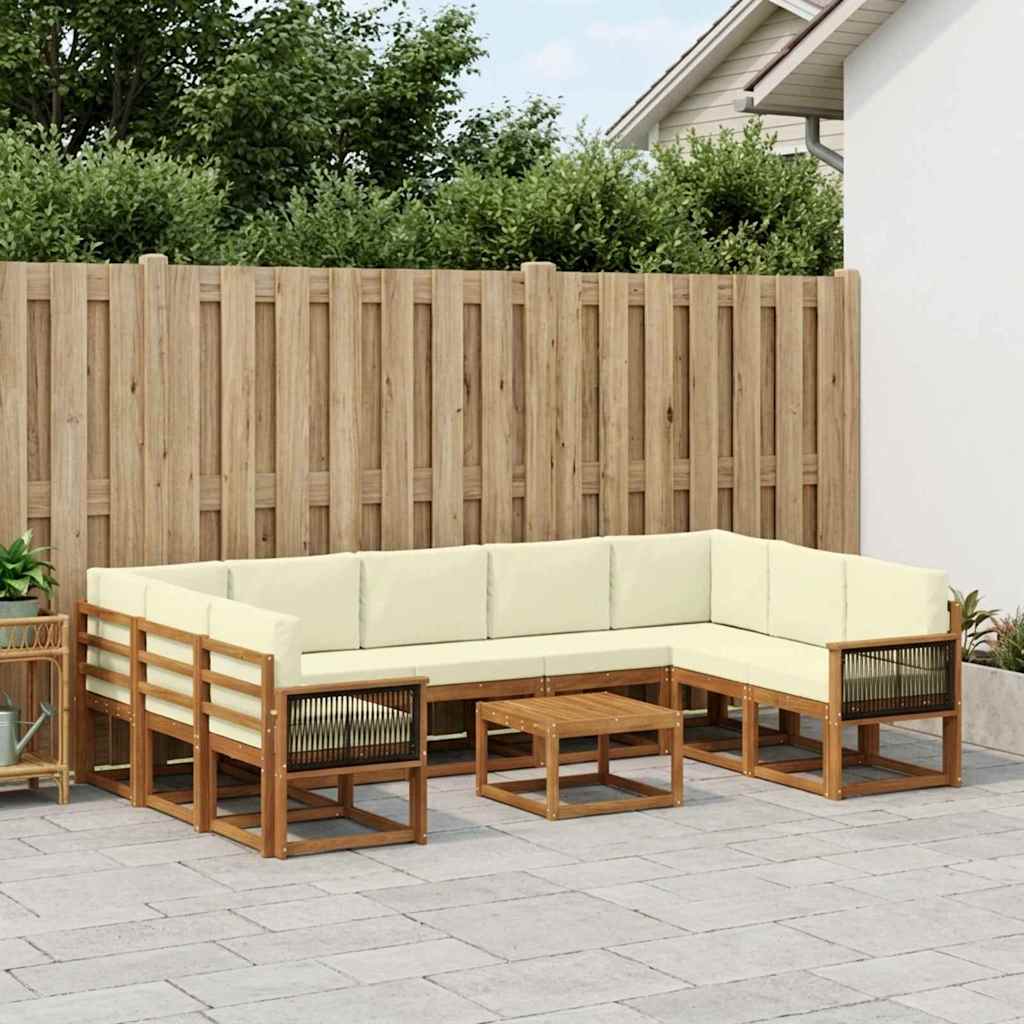 Outdoor-Sofagarnitur 10 stk. Natur und Creme