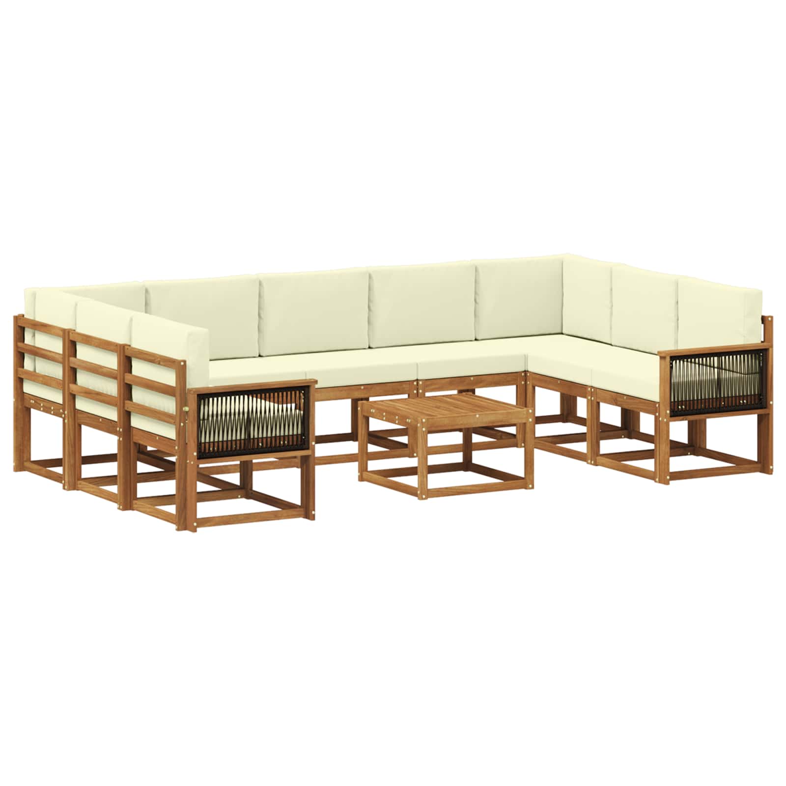 Outdoor-Sofagarnitur 10 stk. Natur und Creme