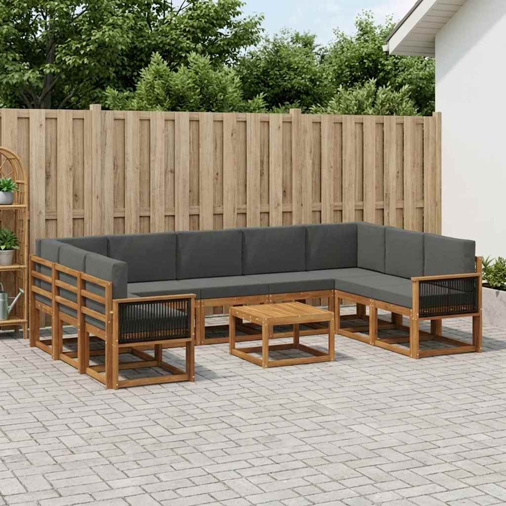 Outdoor-Sofagarnitur 10 stk. Natur und Anthrazit