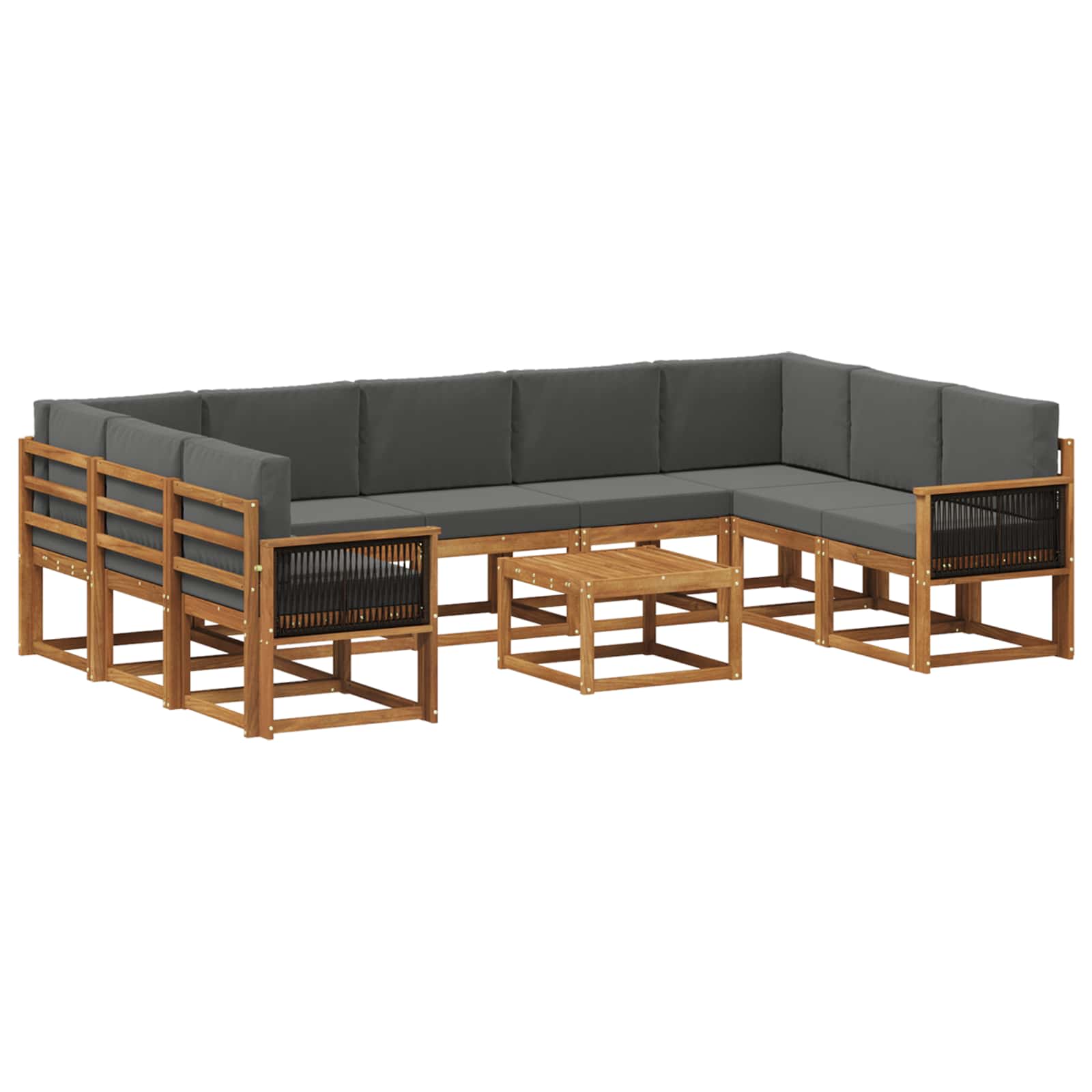 Outdoor-Sofagarnitur 10 stk. Natur und Anthrazit