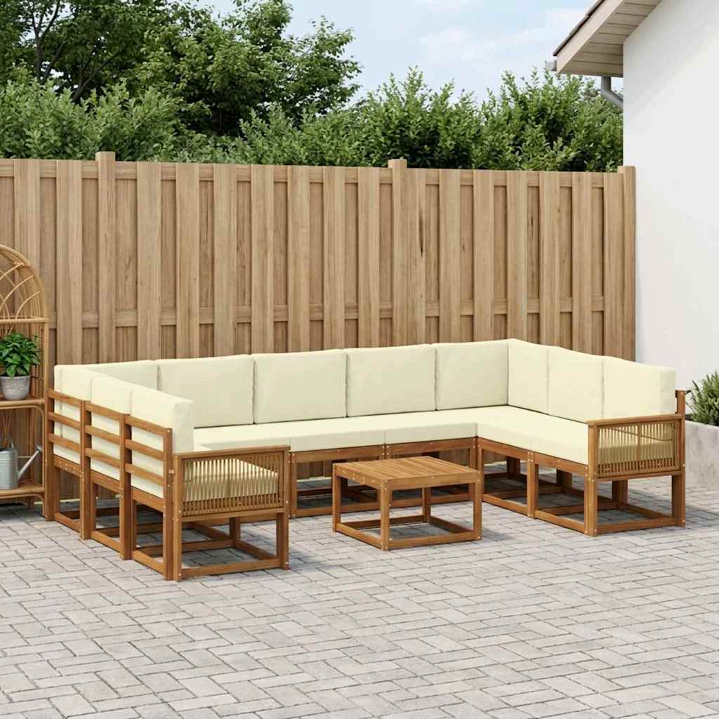 Outdoor-Sofagarnitur 10 stk. Natur und Creme